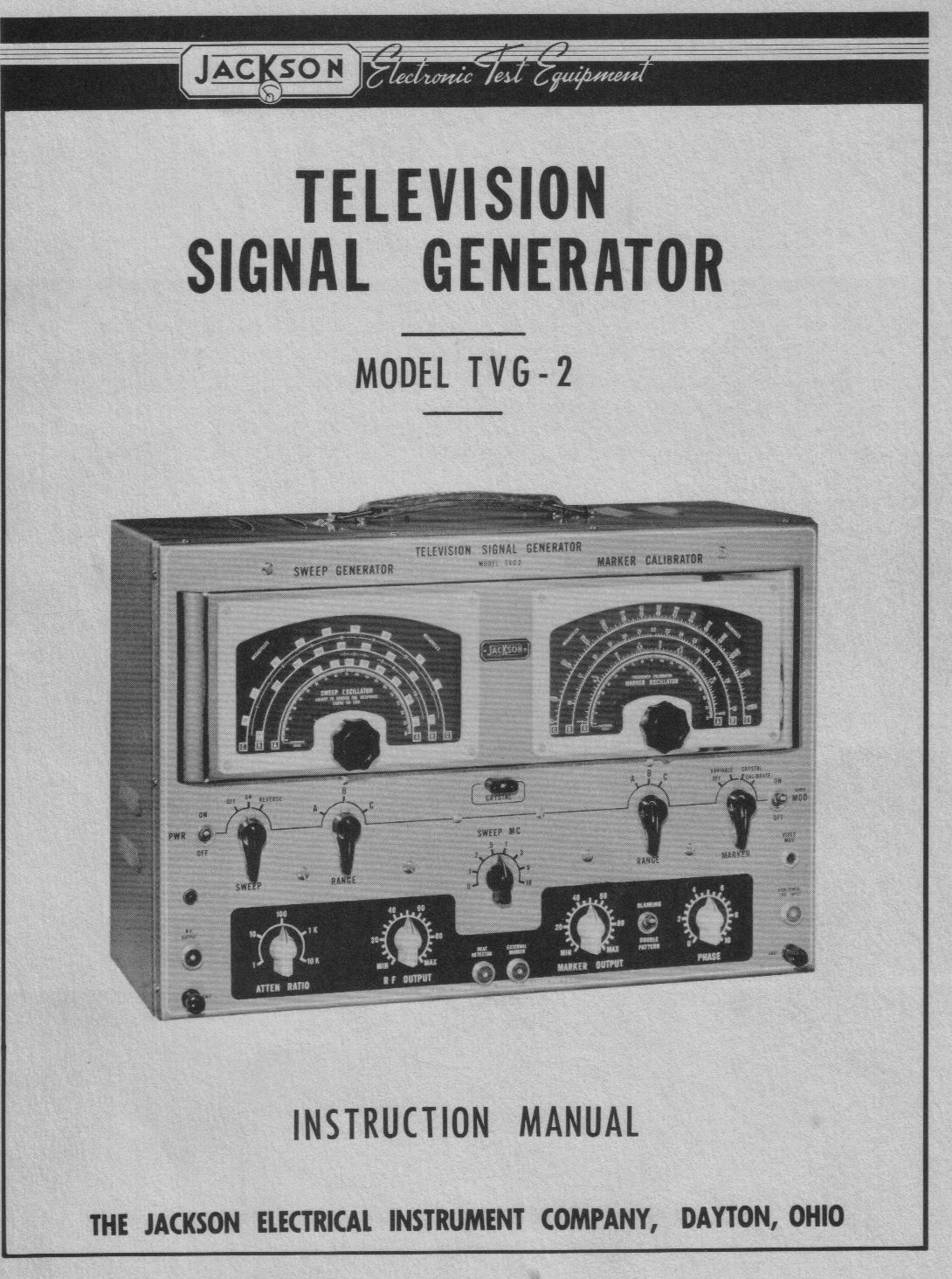 Jackson TVG-2 TVG2 Television Signal Generator Manual 